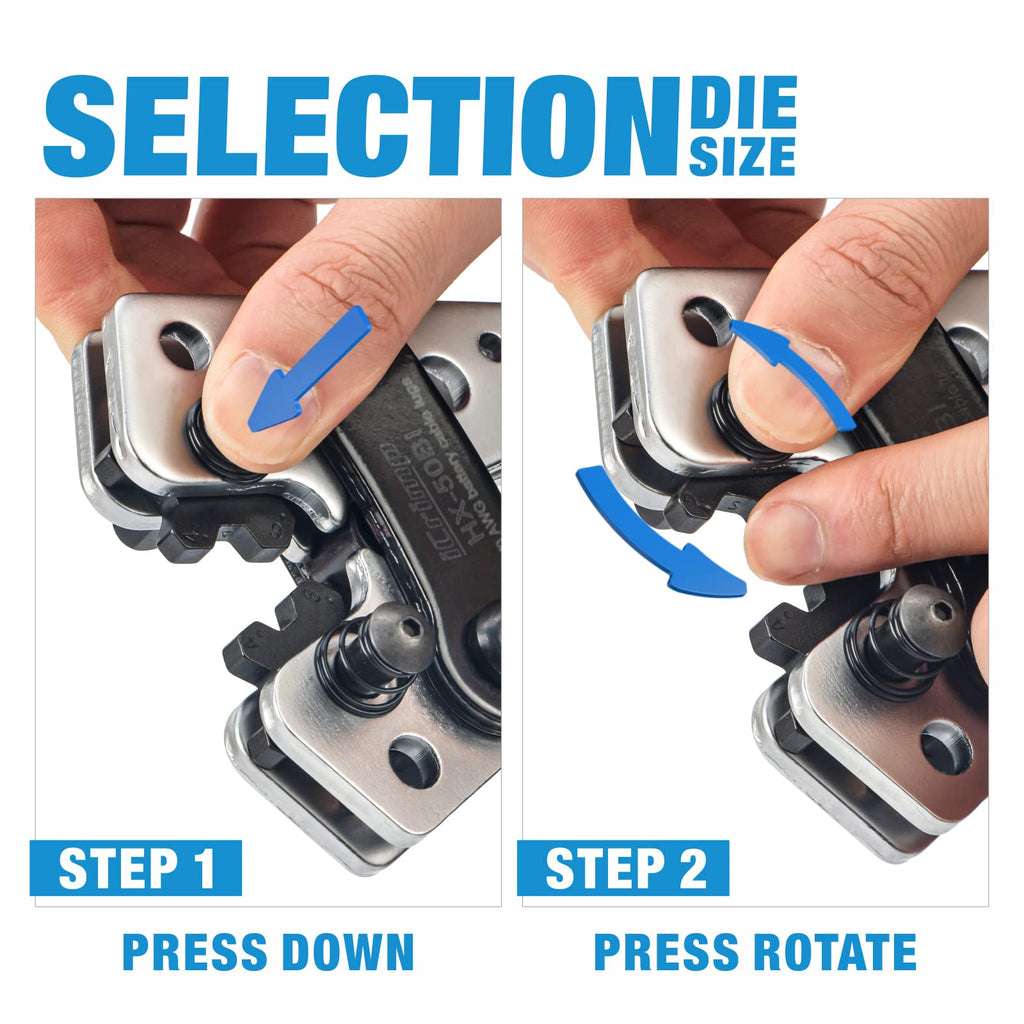iCrimp Battery Terminal Crimper for Heavy Duty Copper Wire Lugs,Battery Cable Ends from AWG 8-1/0, Ground Lug Cimper Tool
