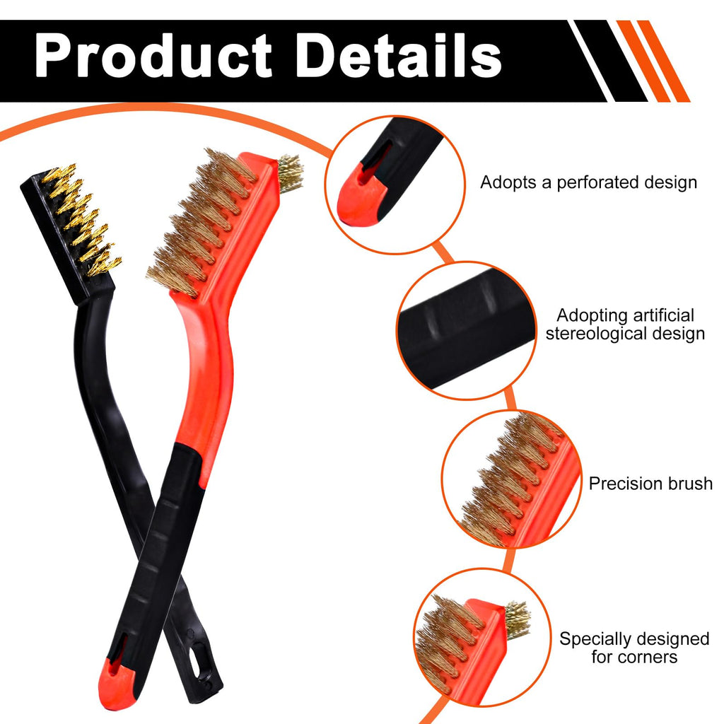 Wire Brush Set, 6 Pcs Professional Wire Brushes for Cleaning Rust