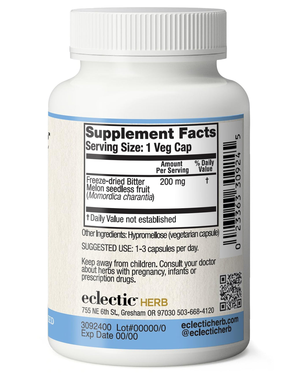 Eclectic Herb - Bitter Melon Capsules | Digestion & Immune Support Supplement | Overall Wellness Support | US-Grown, Vegan, Non-GMO, Gluten Free (90 CT | 200 mg)