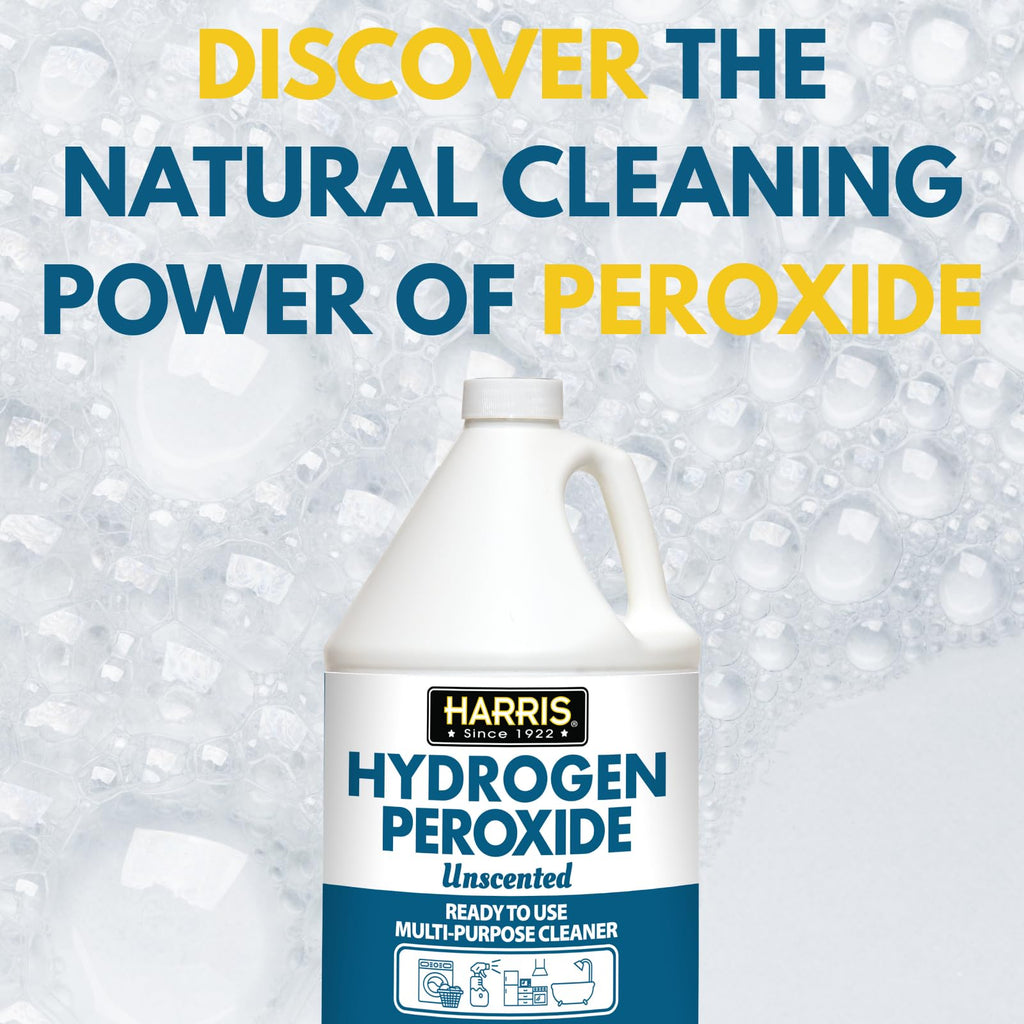 HARRIS Hydrogen Peroxide Ready to Use, 128oz, for Kitchen, Bath, Laundry and Home with Easy Fill Funnel Included, Unscented