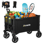 120L Wagons Carts Foldable, Collapsible Wagon Cart with 220 lbs Max Load and Expandable Storage, Heavy-Duty Foldable Wagon Cart with Wheels for Groceries, Shopping, Sport, Beach, Garden and Camping