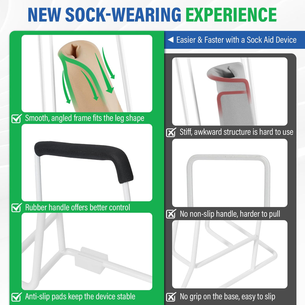 Stocking Donner – Compression Sock Aid for Seniors, Adaptive Dressing Helper for Putting on Socks, Medium Calf Tool (<18") Fits JOBST, SB SOX, CHARMKING