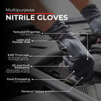 London Labs Heavy Duty 6 Mil Black Nitrile Gloves - Disposable, Latex & Powder Free | Mechanic, Food Prep & Tattoo | Rubber Gloves for Cooking, Cleaning & Household |Bulk Case of (1000)