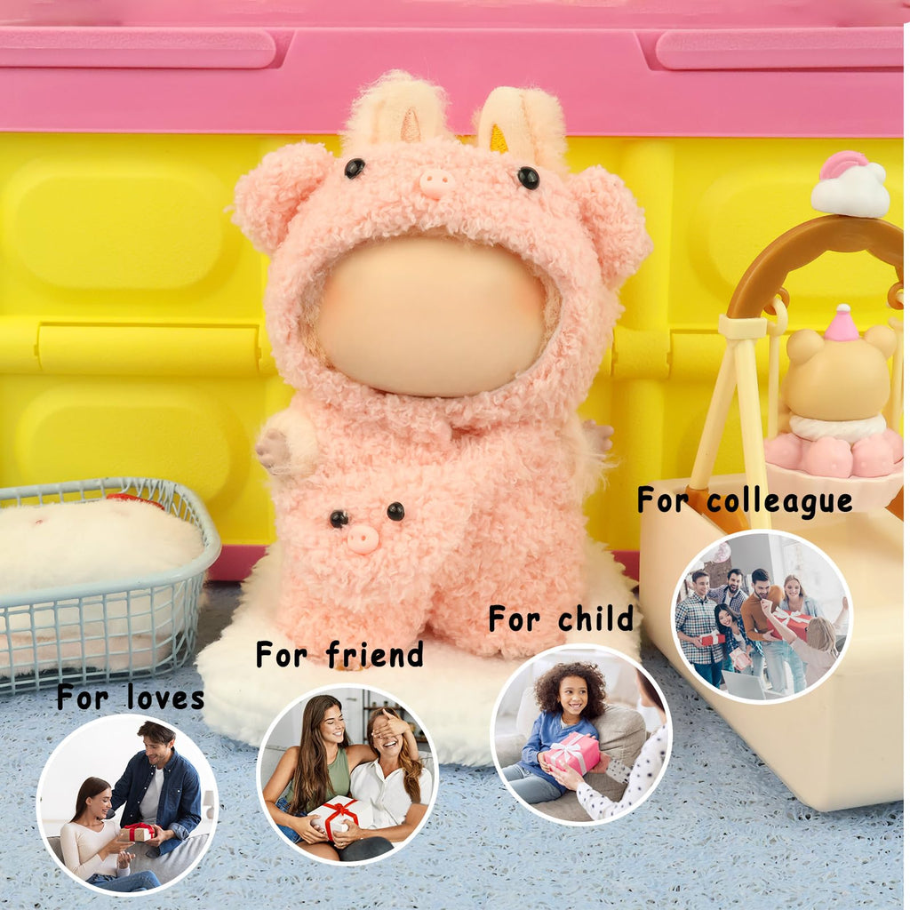 HiOKOU Clothes for labubu 17cm Accessories Suit Cute Clothes for Doll Dress up Animal Style Outfits (NO Doll) (Pig)
