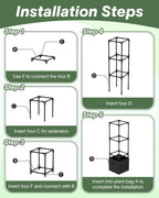 2PCS Dragon Fruit Trellis for Climbing Plants Indoor Outdoor, Heavy Duty Metal Adjustable Vertical Garden Support for Indoor Outdoor Potted Plants, Tomato, Cactus, Roses,Vines(12 * 12 * 47inch,2PC)