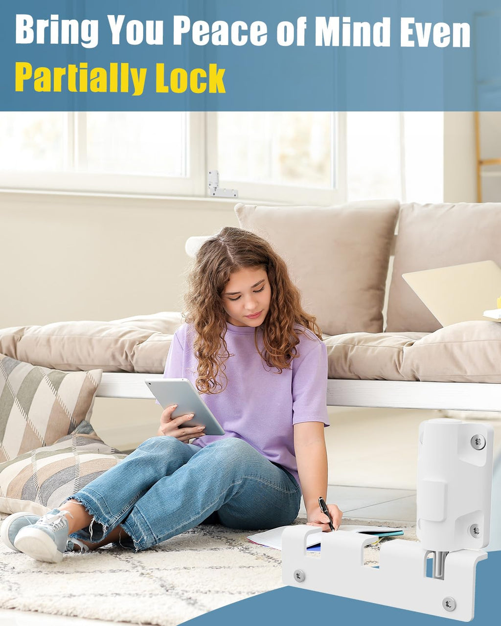 Sliding Glass Door Lock Window Locks 2 Pack Childproof Safety Lock Horizontal Sliding Door Security Bar Keyless Patio Foot Locks for Front Door Latch Stoppers from Inside Bedroom Apartment Essentials