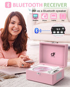 CD Player with Stereo Speakers, Wireless Bluetooth Input/Output Transmission, Rechargeable Battery, USB Retro CD Player Desktop for Home Party Decorations - Pink