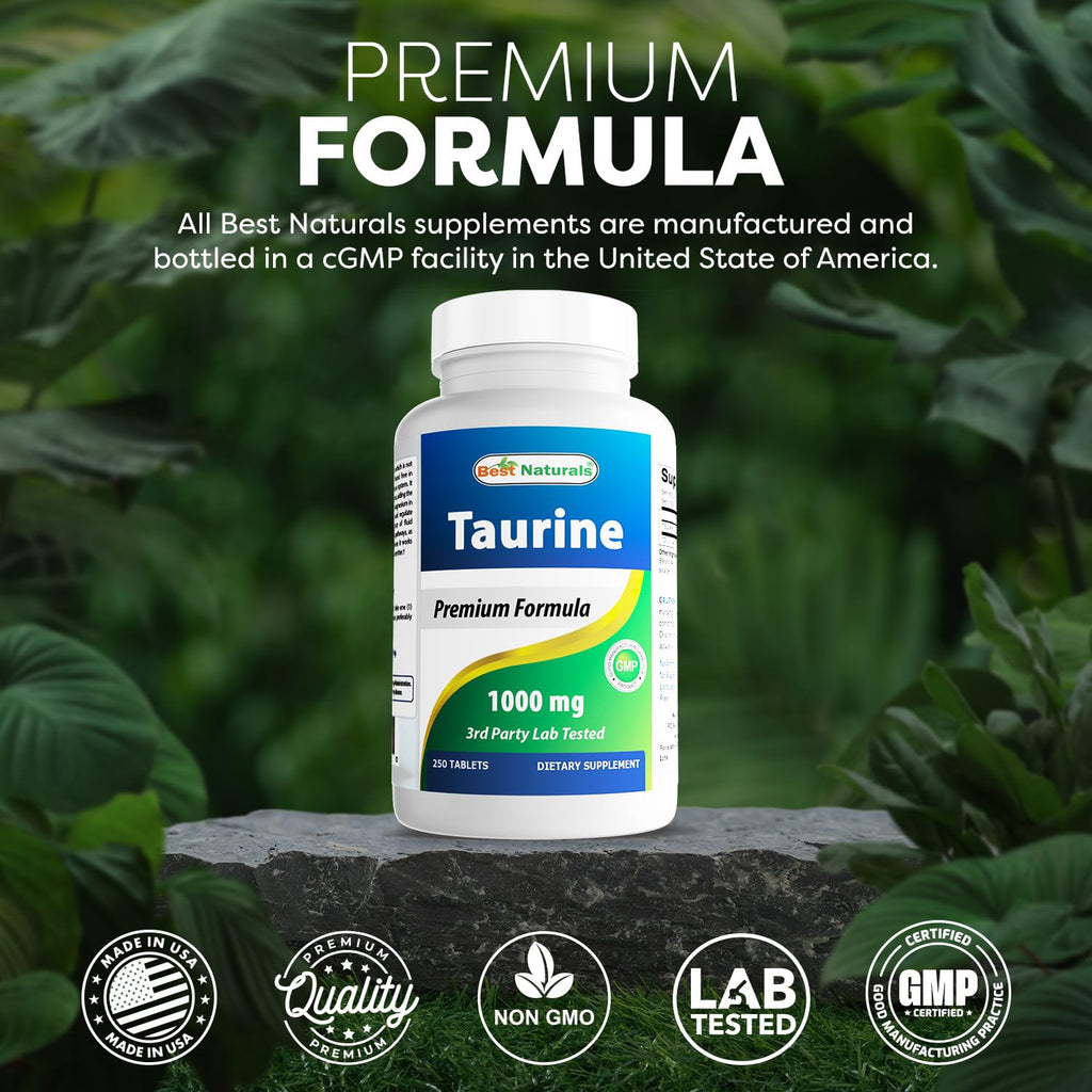 Best Naturals Taurine 1000 mg 250 Tablets (250 Count (Pack of 2))