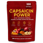 GXSAE Capsaicin Power - Cayenne Pepper Softgels Supplement, Supports Leg Vein, Digestive & Gut Health, with Vitamin D3+K2, Beetroot, Grape Seed and Other Extracts, 300 Capsules (1)