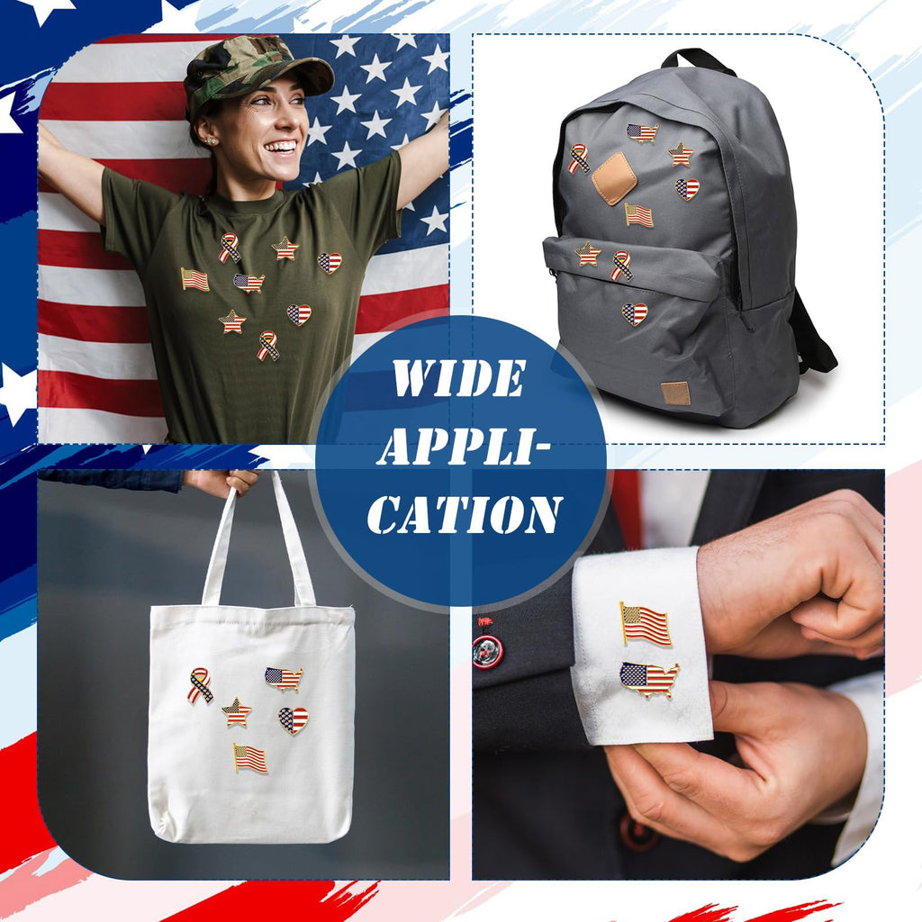 Inbagi American Flag Lapel Pins Bulk USA Waving Flag Pins Memorial Day Veteran Gifts Souvenir Hat Men Women Patriotic (50 Pcs)