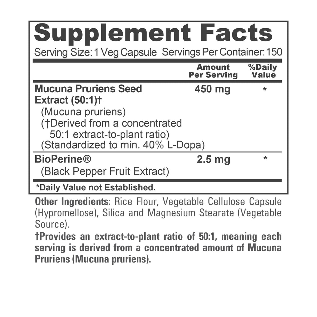 NusaPure Mucuna Pruriens Capsules, 450 mg, 150 Veggie Capsules (Gluten Free, Non-GMO)