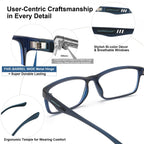 CARA Progressive Reading Glasses for Men Multifocus TR90 Readers, Superior Lightweight Blue Light Blocking Eyeglasses 2 Pack(Black+Blue, +3.50)