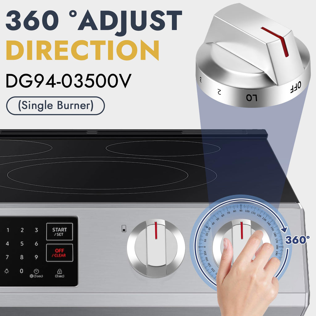 AMI PARTS NE63T8111SS NE63T8311SS NE63BG8315SS Fit for Samsung Electric Stove Knob Replacement Knobs for -DG94-03500V DG94-03500W DG94-03500A/Z (4PCS Silver)
