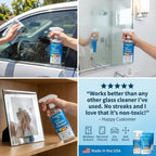 Truly Free Natural Glass Cleaner - Removes Dirt & Debris for Sparkling Clean Windows & Glass Surfaces at Home, Office & Garage, Includes: 1 Refillable Empty Bottle (16oz) & 2 Refills (3oz ea)