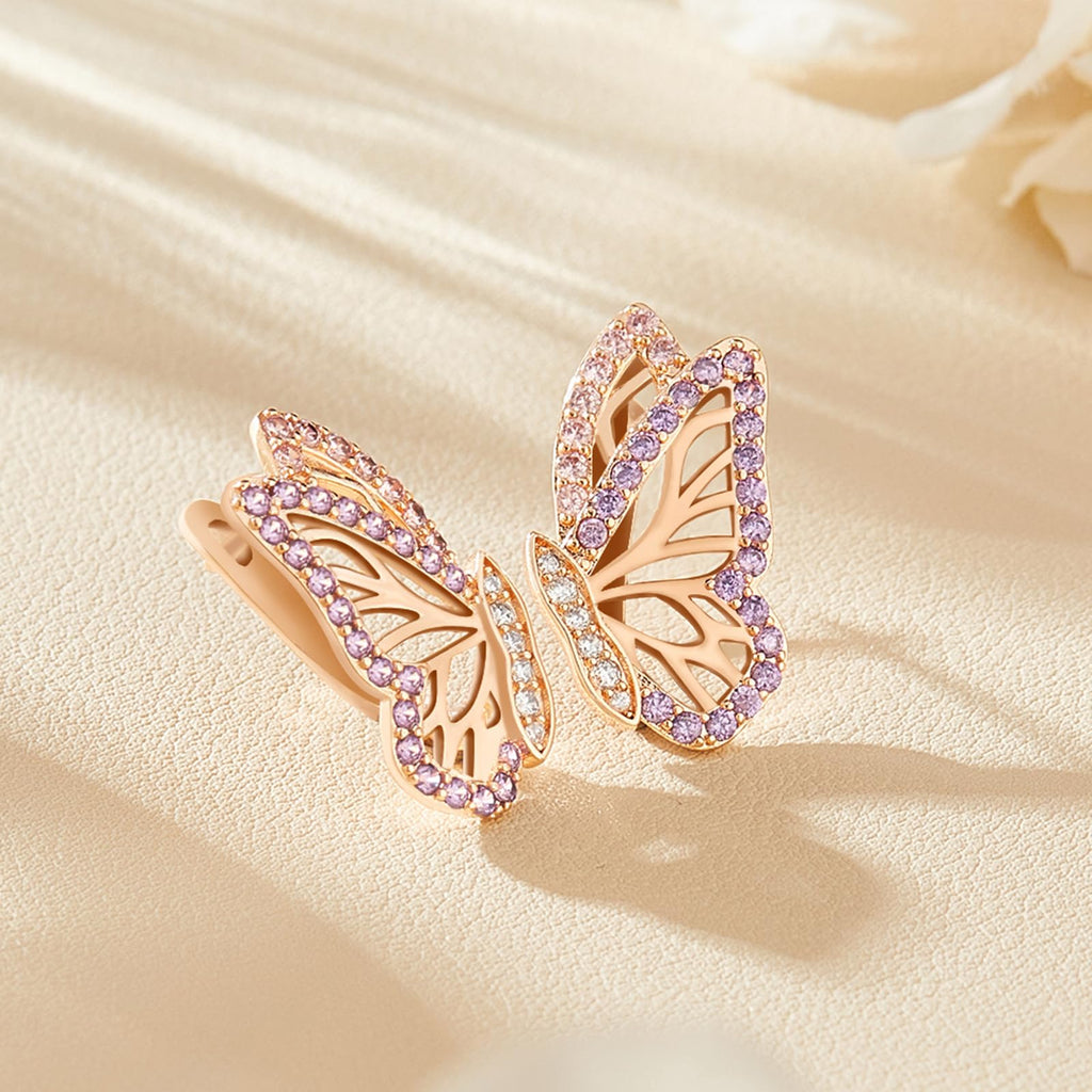 18K Gold Earrings for Women Trendy, Butterfly Earring for Women Gold Hoop Earring, Gold Butterfly Earrings Hypoallergenic Stud
