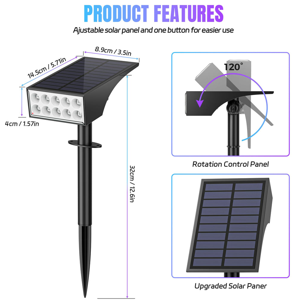 WENATY Solar Spot Lights Outdoor Color Changing, [7 Mode/2 Pack] Christmas Landscape Spotlights, Solar Lights Outdoor Waterproof,Led Powered Flood Light for Halloween Pathway Yard Garden Tree Walkway