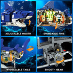 INSOON Mechanical Shark Building Set with LED Light, 687 PCS Movable Ocean Animal with Display Stand, Sea Fish Building Block Toy, Home Decor Gift for Adults Teens Kids Boys Ages 12+