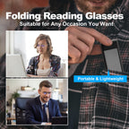 SKYOLUY Durable Ultra Thin and Lightweight Folding Reading Glasses for Men Women, Blue Light Blocking Compact Computer Foldable Readers, Pocket Portable Sturdy Frame With Case Black 1.5x