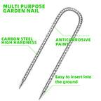 11 Pack Ground Garden Rebar Stakes Rebar 12 Inch Anti-Rust Galvanized Steel U Shape Hook Heavy Duty Ground Anchors for Tents, Position Kits,Fences, and Trampolines Landscape Fabric