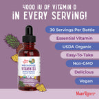 MaryRuth Organics Vitamin D3 Liquid Drops | Megadose 4000 IU | USDA Organic Liquid Vitamin D Spray for Adults & Kids | Immune Support & Bone Health | Vegan | Gluten Free | Non-GMO | 30 Servings