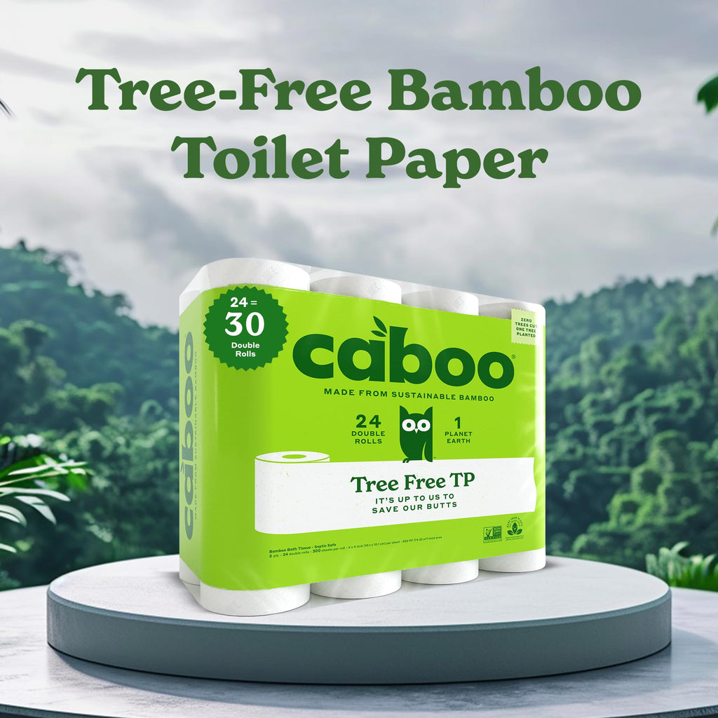 Caboo Tree Free Toilet Paper | Septic Safe, Eco Friendly, Chemical Free, Non Toxic | 2 Ply Toilet Tissue, Pack of 24 Double Rolls, 300 Sheets Per Roll
