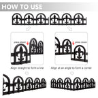 Evelyne Black Garden Border Plastic Edging – PP Plastic, Metal-Free Wrought Iron Look Design, 15pcs Black Yard Landscaping Fence Liner Lawn Edge Barrier, 20ft Kit of Decorative Lawn Landscape Panels
