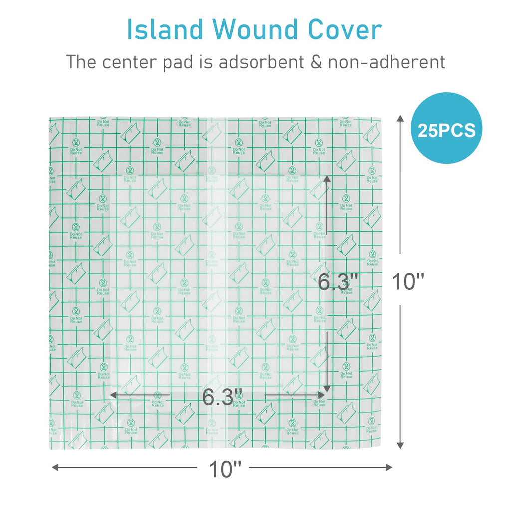 KONWEDA 25 Pcs Waterproof Ostomy Bag Shower Cover 10"x10", Stoma Bath Protector Shield Film Adhesive Dressing Bandage for Ostomy Supply Guard Accessory