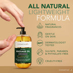 Cosmetasa Massage Oil for Sore Muscle Massage Therapy with Roller - All Natural, Cruelty-Free Massage Oils for Muscle Relaxing & Joint Comfort - Arnica Extract with Lavender & Chamomile Oil (8.8 oz)