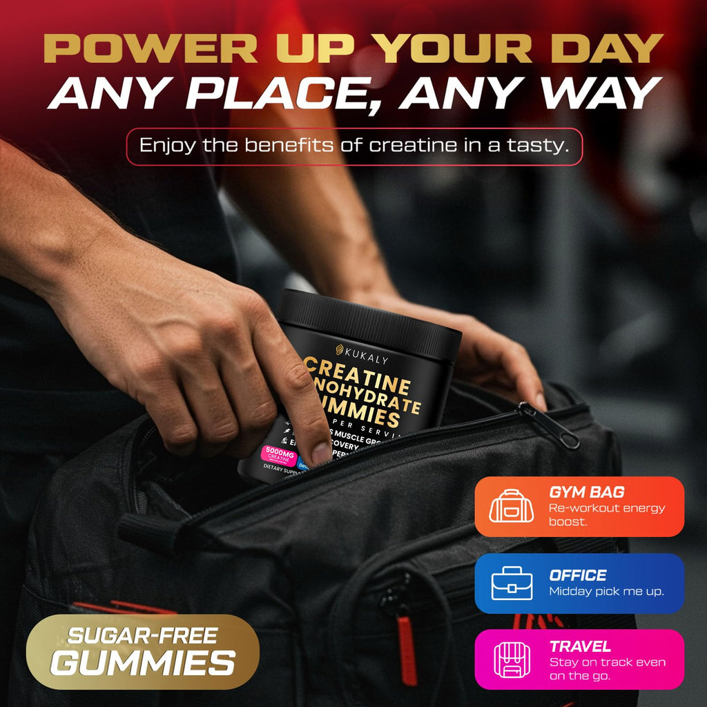 ZyterX Creatine Monohydrate Gummies for Men & Women, 9000MG Creatine Gummies Sugar Free with L-Taurine, BCAA 2:1, B12 B6 for Boost Strength, Focus & Endurance, Vegan, Non-GMO, Strawberry, 120pcs