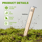24Pcs Wooden Garden Stakes, 12in Pinewood Yard Stakes for Plant Support