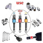 17pcs Flexible Drill Bit Extension, Include 3pcs Impact Socket Adapter 2pcs Hex Shank 105° Right Angle Drill Attachment 10 Short Screwdriver Bits Bendable Drill Bit Extension and 90° Angled Bits