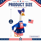 Btiztlla 4 of July Porch Goose Outfit for 23 Inch, Patriotic Red White Blue Decorative Goose Clothes, Independence Day Porch Yard Garden Decor