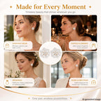 HETICA Camellia Pearl Stud Earrings for Women, White Floral Wedding Gift