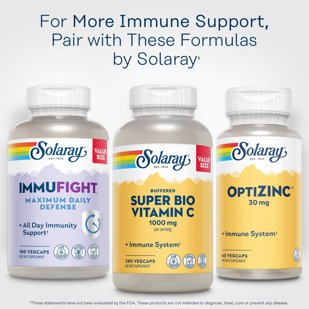 Solaray Super Bio Buffered Vitamin C 1000mg, Two-Stage, Timed Release Vitamin C with Bioflavonoids, Immune Support Supplement - High Absorption, Vegan, 60 Day Guarantee, 180 Servings, 360 VegCaps 140