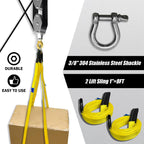 YATOINTO Upgraded Rope Hoist Pulley System, 4400LBS Block and Tackle with 304 Stainless Steel Shackle 2PCS Lift Sling, 8:1 Power 65ft Heavy Duty Pulley Block for Lifting Garage Warehouses Building