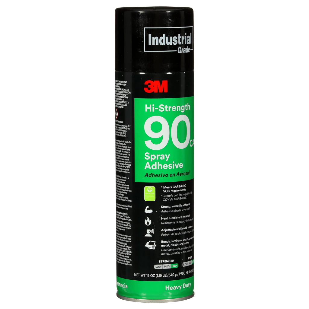 3M Hi-Strength Spray Adhesive Glue 90 CA, Clear Color, 19.0 oz Net Wt Can
