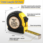 Fathers Day Gift for Dad from Daughter Son - Dad Husband Birthday Gifts, Gifts for Men New Daddy Father in Law, Best Dad Ever Gifts, First Father's Day Useful Stuff, Engraved 25 FT Tape Measure Tool