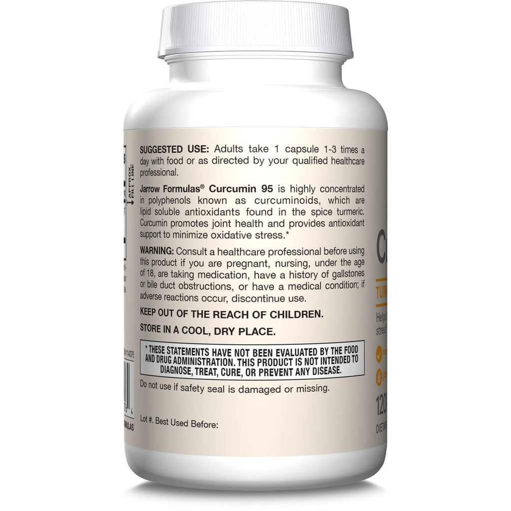 Jarrow Formulas Curcumin 95 500 mg,Turmeric Curcumin Extract for Antioxidant Support, Bone and Joint Support Dietary Supplement,120 Veggie Capsules,Up to 120 Servings, Pack of 12