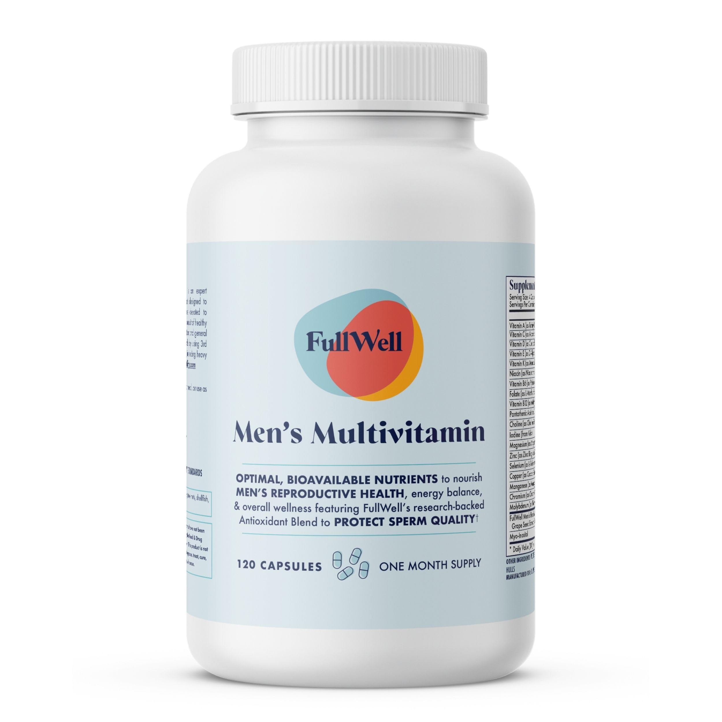 FullWell Men's Multivitamin - Daily Multivitamin for General & Reproductive Health - Supports Sperm Health & Hormone Balance - Fertility & Conception Support - Men's Prenatal - 120 Count (30 Servings)
