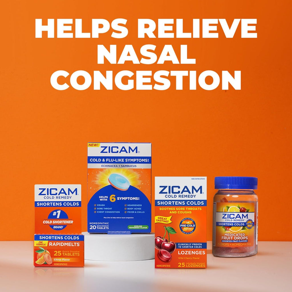 Zicam Cold Remedy Medicated Fruit Drops, Elderberry Flavor, Zinc Cold Shortening Medicine, Chewy Drops, 50 Count (2 Packs of 25)