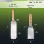 Metal Spatula Set - Griddle Long Spatula - Teppanyaki spatulas - Griddle Scraper and Pancake Flipper or Hamburger Turner - Stainless Steel Utensil great for BBQ Grill Flat Top - Commercial Grade