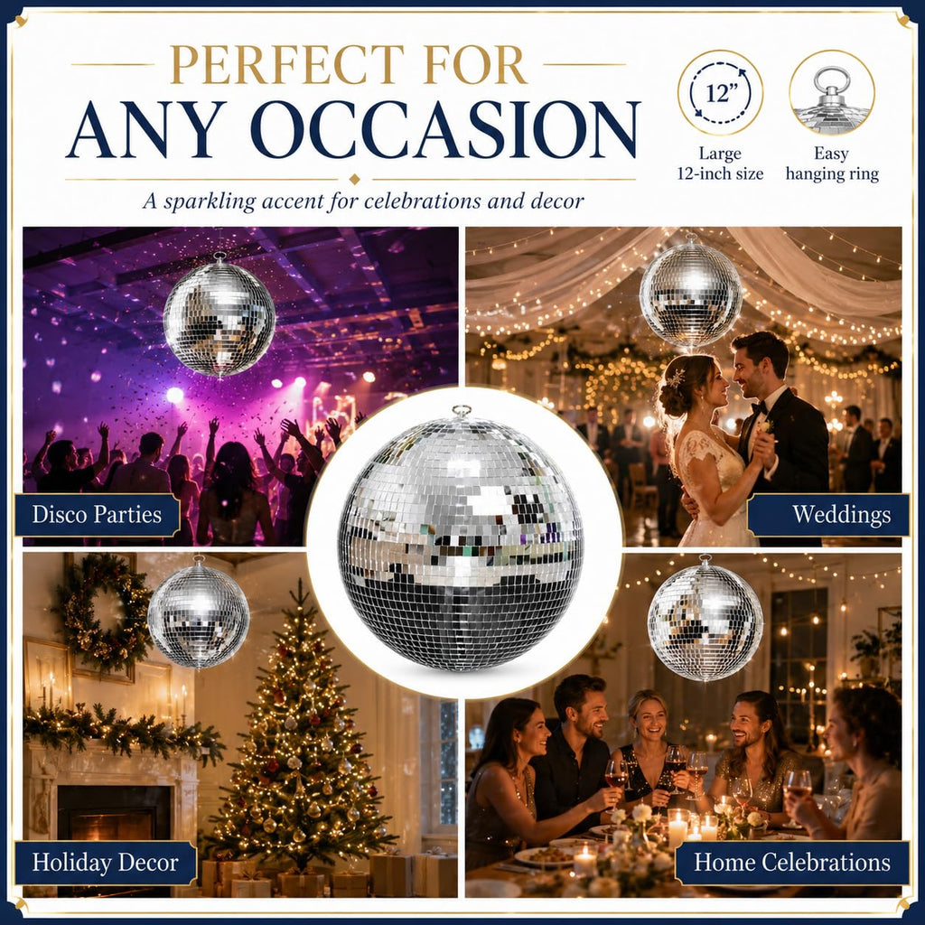 Youdepot 12-Inch Large Hanging Mirror Ball for Disco Party Decor
