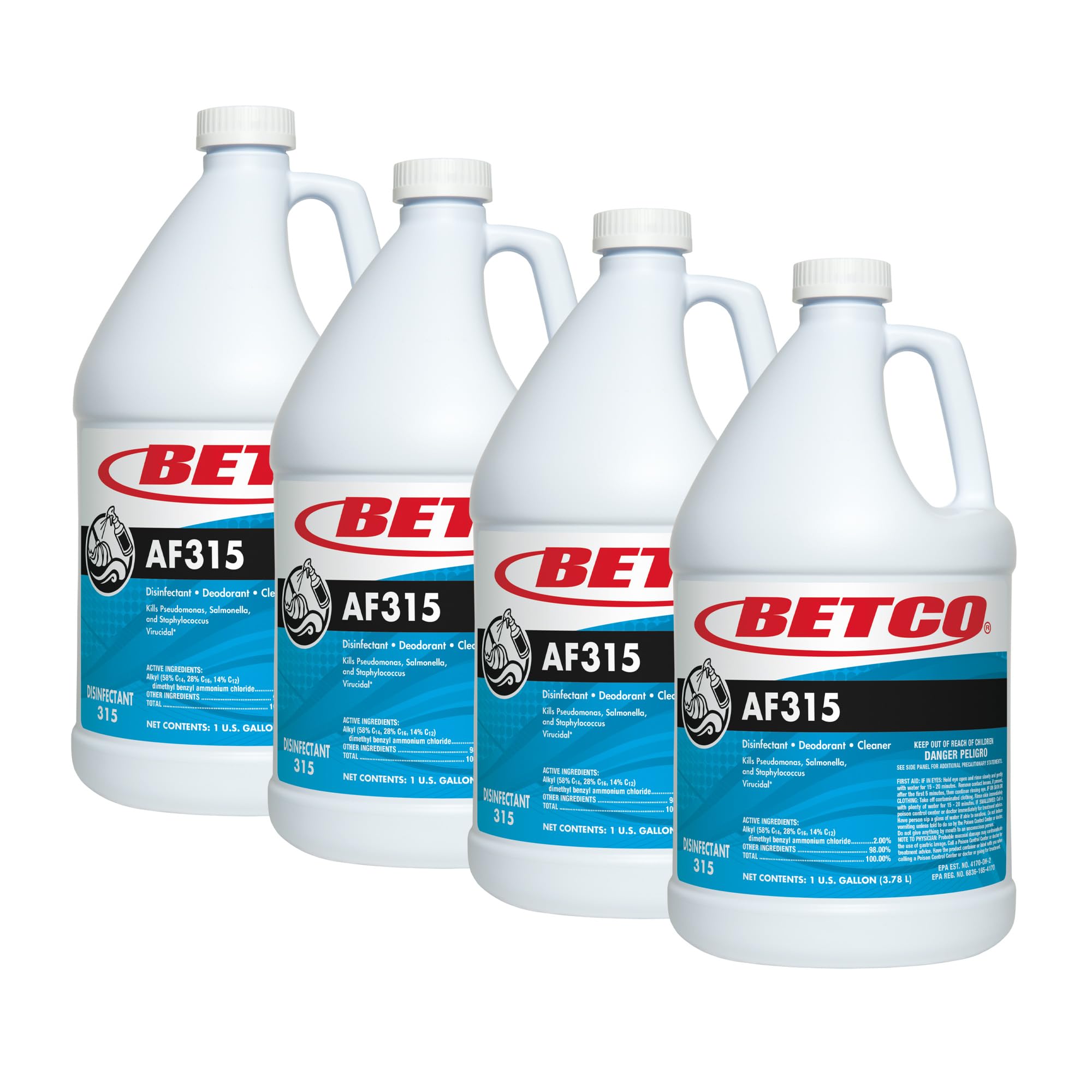 Betco AF315. Neutral pH Disinfectant, Cleaner and Deodorant. Concentrated. 1 Gallon (Case of 4)