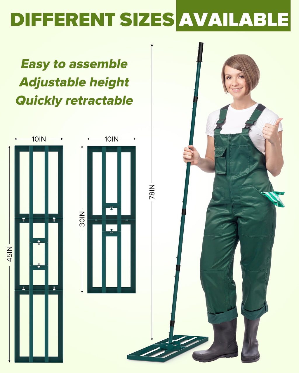 30 Inch Lawn Leveling Rake with 78'' Adjustable Handle for Backyard/Garden