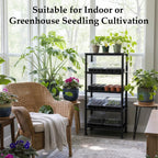 RooTrimmer 5-Tier Seed Starter Trays, Plant Stand, with Bottom-Watering Design– Reinforced Thickened Shelf for Small Pots, Balcony/Indoor Seed Starting & Greenhouse, Black