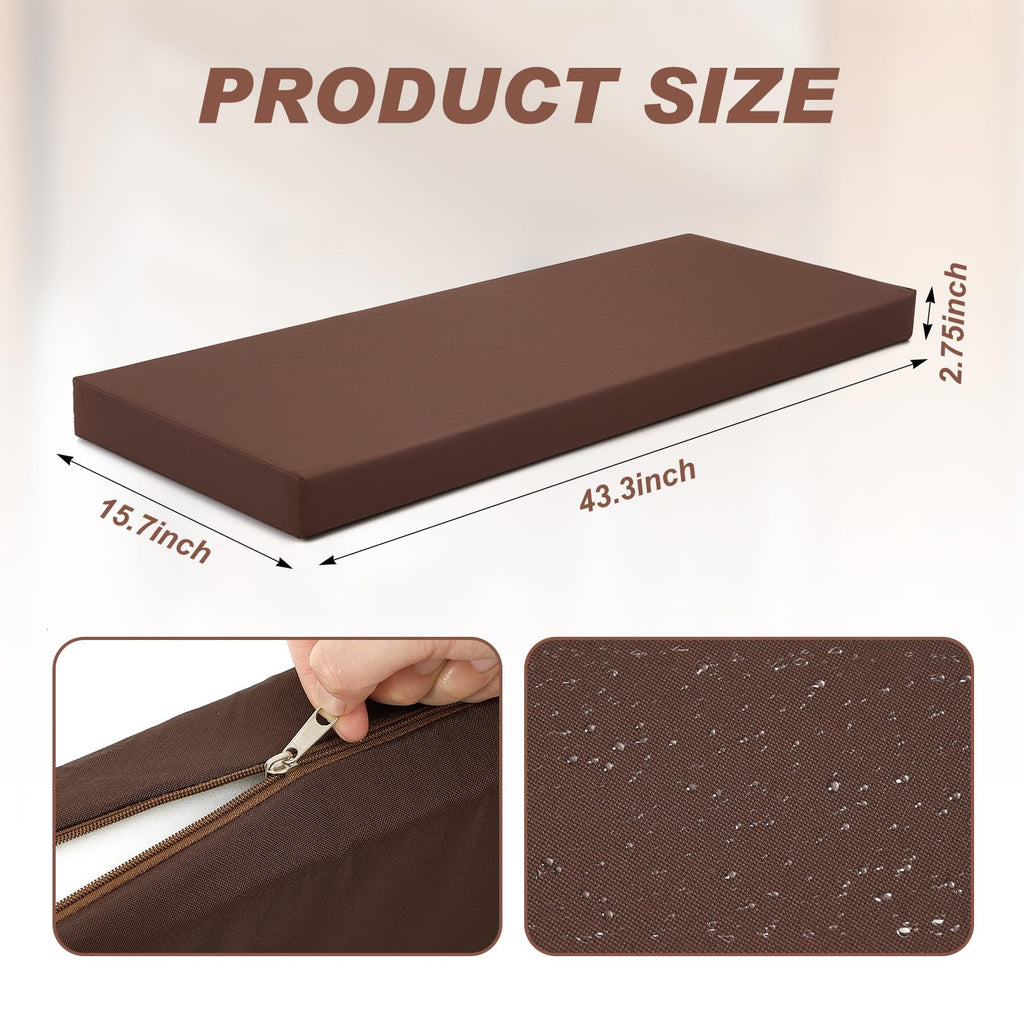 Tudomro Sauna Seat Cushion Mat, Waterproof & Heat Resistant Pad, High-Density Foam Heat Insulation Mat,Infrared Sauna Accessories, Steam Room, Shower Bench and Bathhouse(43 x 16 Inches,Brown)