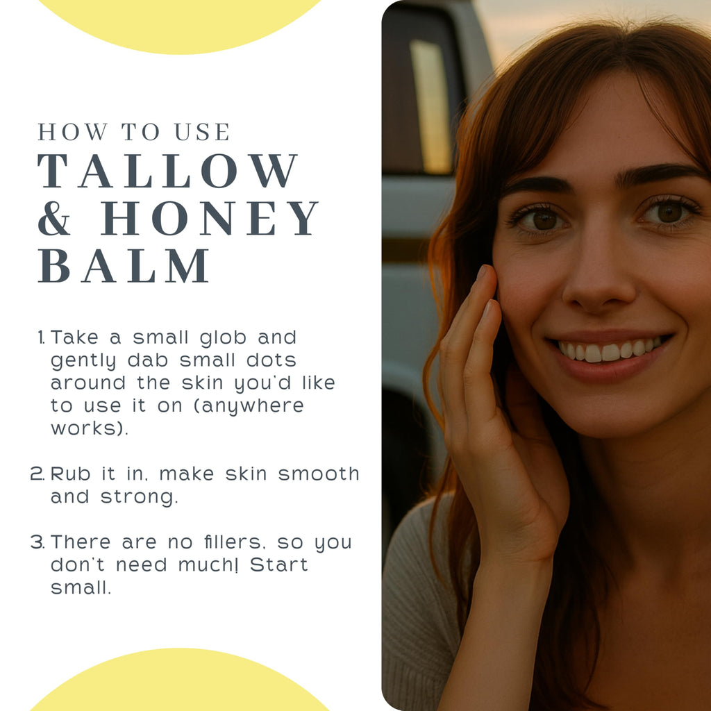 Vanman's Tallow and Honey Balm - Tallow Face Moisturizer with Grass-Fed/Finished Beef Tallow for Skin and Essential Oils, Organic Raw Honey and Beeswax, Cold Pressed Olive Oil - 2 oz