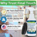 Kitchen Cabinet Cleaner - Plant Based Cleaner Solution, Safe on Paint and Wood, Safe for Daily Use, No Residue, Eco-Friendly, Approved by Cabinet Finish Specialists - 32oz by Final Touch