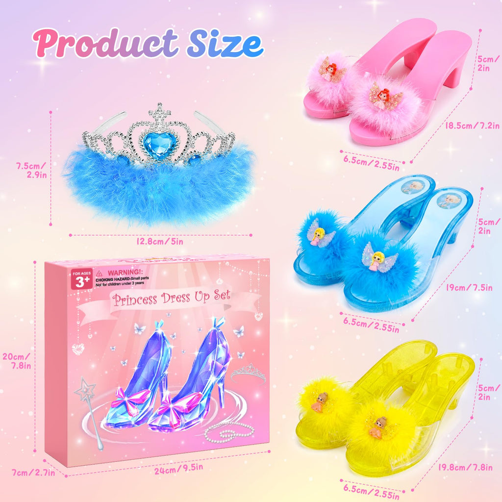 Princess Dress Up Shoes for Girls, Princess Toy Gift Set, Ages 3-6
