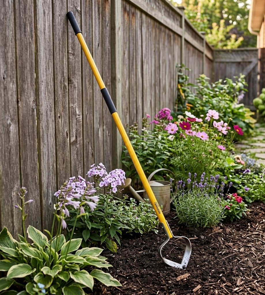 Skidger Xtreme Weeder Garden Scuffle Hoe Cultivator, 54-Inch Fiberglass Handle with Grips for Weeding, Cultivating, and Soil Prep
